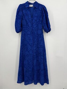 Hyacinth House by Tuckernuck Royal Blue Button Front Brady Maxi Dress size XS **